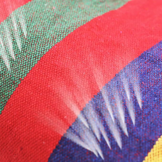 Toyvian Outdoor Canvas Hammock Swing Chair 200x80cm Rainbow Thickened Fabric for Camping Garden Patio Hanging Seat