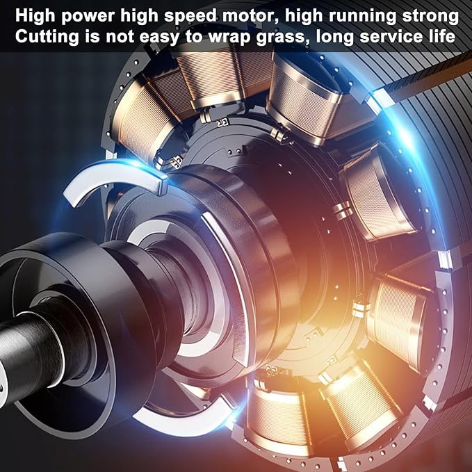 9 Inch Weed Eater, Electric Weed Mower Cordless Trimmer Retractable Home Weed Eater Cutter Battery Power Rechargeable Handheld Lawn Mower with Brushless Motor for Garden Lawn Care US