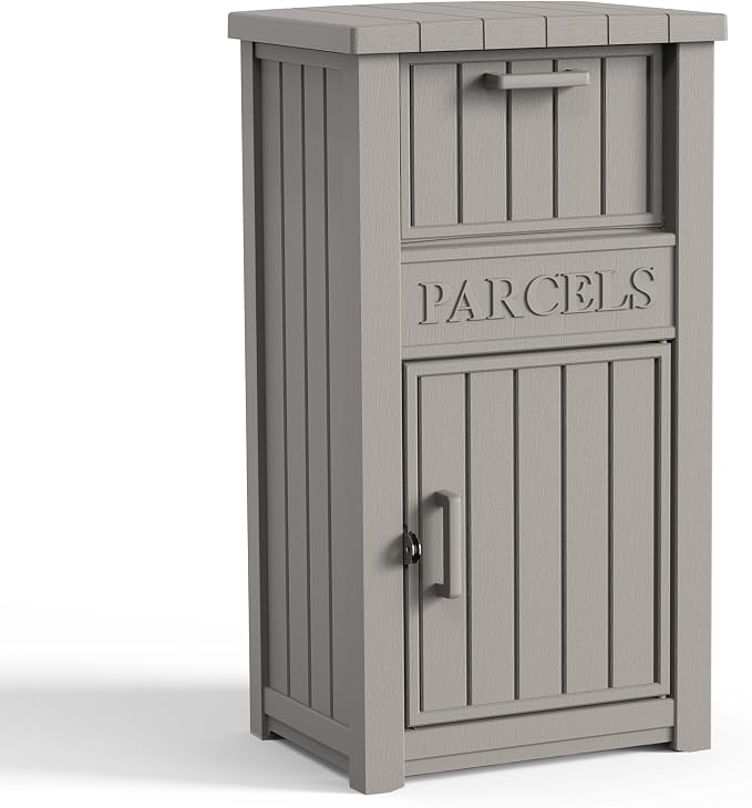 Large Package Delivery Boxes for Outside Waterproof Parcel Drop Storage Box UV Resistant Resin Lockable Secure for Outdoor Porch Patio (Grey-2)