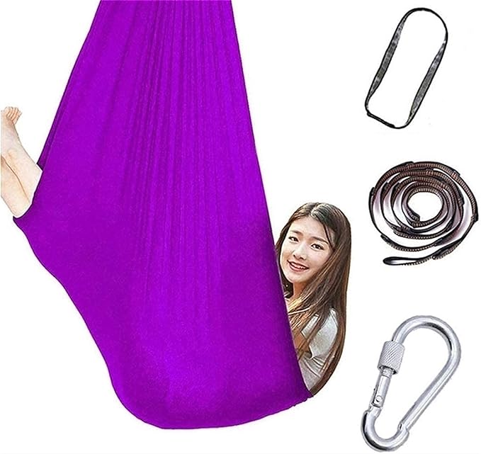 Sensory Swing for Kids with Autism ADHD and Aspergers, Indoor & Outdoor Adjustable Therapy Swing Hammock Has A Calming Effect On Children (Color : Purple, Size : 100x280cm/39x110in)