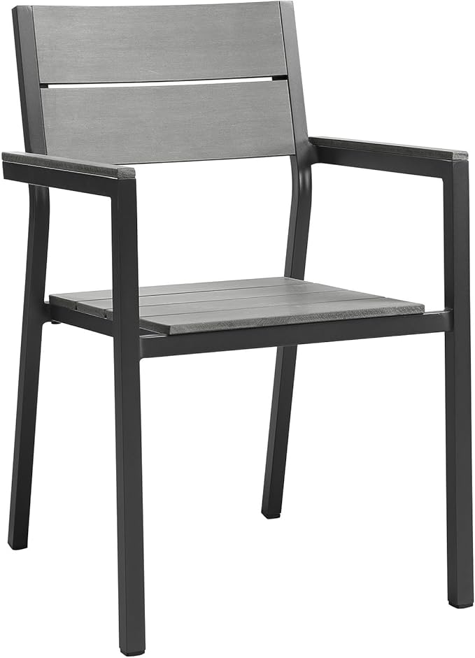 Modway Maine 7-Piece Aluminum Dining Table and Chair Outdoor Patio Set in Brown Gray