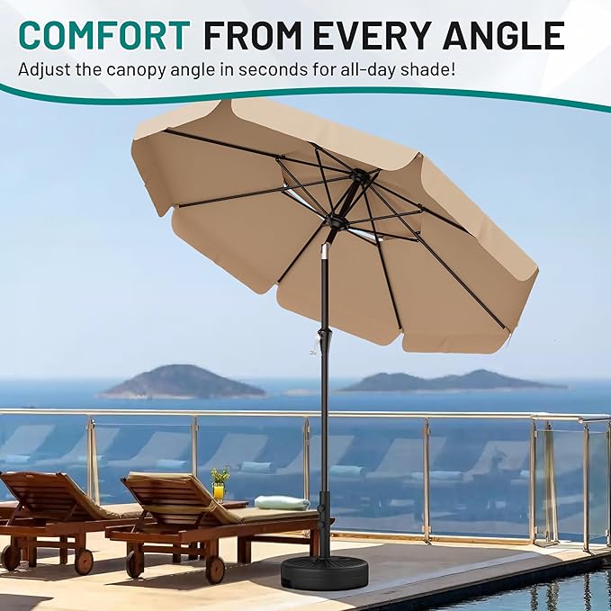 AreShark 9ft 2-Tier Patio Umbrella with Valance - Outdoor Umbrella Waterproof UV Protection, Market Table Umbrella w/Push Button Tilt&Crank for Pool, Porch, Garden(Beige)