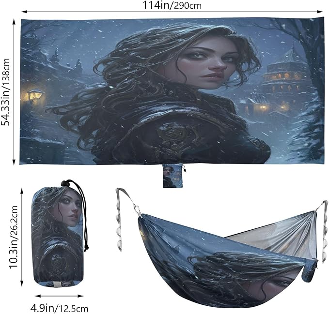 Game Anime Winter Playroom Outdoor Hammock with Tree Straps Hanging Hammock for Outside Beach Patio Garden