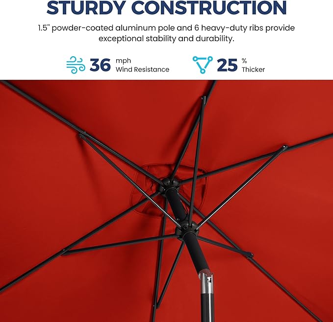 Kiss the Water 6.5' x 10' Patio Umbrella, Rectangular Outdoor Umbrella, Metal Pole Pool Umbrella with Crank and Push Button Tilt, Large Patio Umbrella with Polyester Canopy