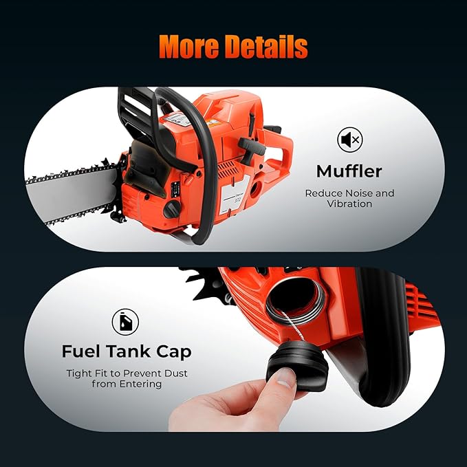 Gas Chainsaw, 28 Inch 71CC Handheld Gasoline Power Chainsaws, 3.9KW 2-Stroke Self-Reset Pull Start Portable Top Handle Chain Saw for Garden Pruning, Forest Logging, Orange