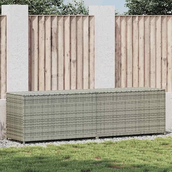 78.7" Outdoor Storage Box PE Rattan Deck Chest Grey 200L Capacity Robust Weather-Resistant Garden Patio Shed for Poolside Balcony Garage