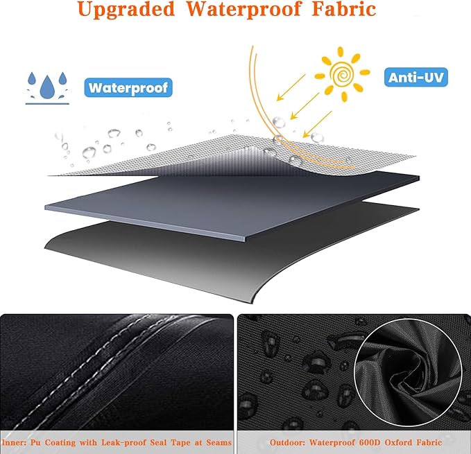Patio Furniture Cover, Outdoor Furniture Covers Waterproof, Heavy Duty 600D Sectional Sofa Set Covers Table and Chair Set Cover with Reflective Strips 128" L×83" W×28" H