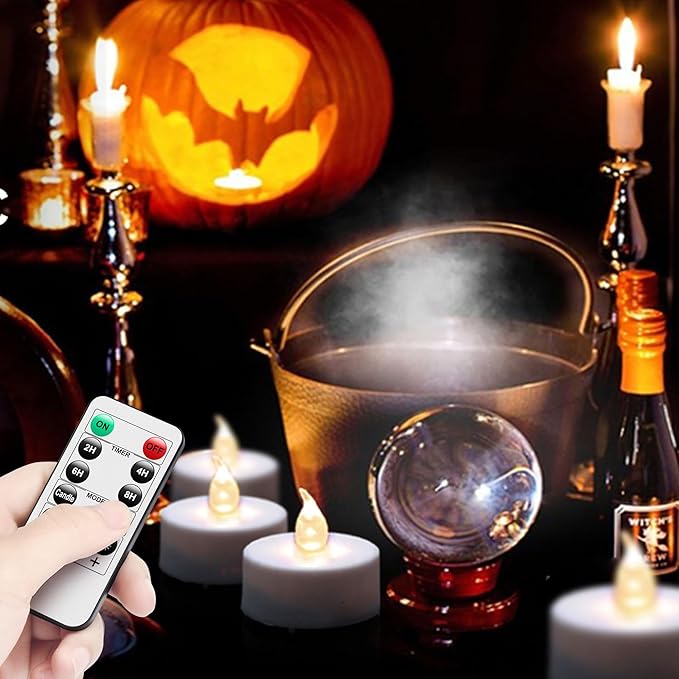 Hanzim Tea Light Candles with Remote Control,Flickering Flameless LED Candle,Long Lasting 400+Hours,Battery Operated with Timer for Home Decoration Seasonal &Festival Celebration WarmWhite (24pcs)