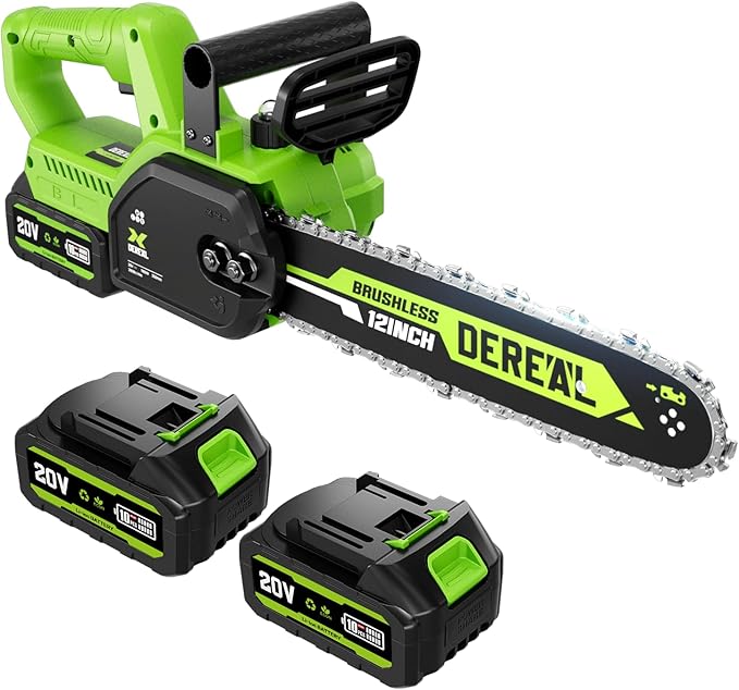 Electric Chainsaw Cordless, 12" Electric Chain Saws, 20V Battery Power Chain Saw, Mini Cordless Chainsaw with 4.0Ah Battery and Charger