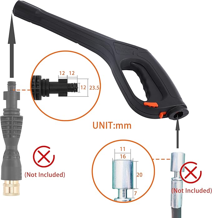 FIXFANS Pressure Washer Gun, Compatible with Some Portland Husky Black Decker Ford Pulsar Shopforce Taskforce Powerwasher Taskmaster Electric Pressure Washers, Replacement Power Washer Gun 2000 PSI