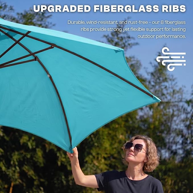 7.5ft Patio Umbrella, Outdoor Table Market Umbrella with Smooth Crank Lift, 6 Windproof Fiberglass Ribs, UPF50+ UV Protection for Deck, Pool, Garden and Backyard