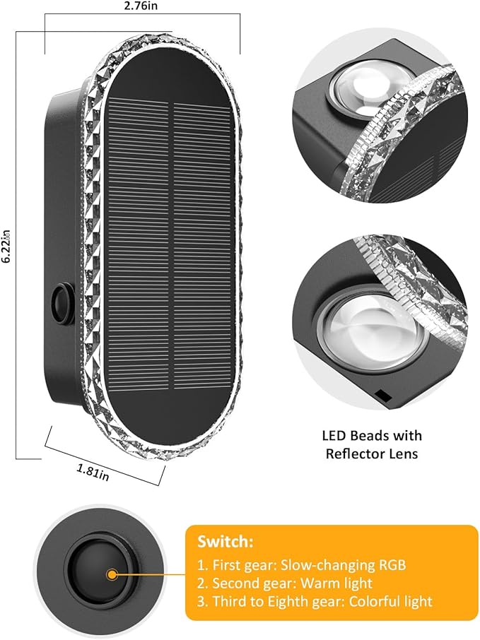 Solar Fence Lights Outdoor, Warm White & RGB 8 Modes Solar Wall Lights Outdoor Waterproof, Up&Down Dual-Head Outdoor Solar Lights for Yard House Fence Backyard Deck Garden Patio Porch, 10 PK