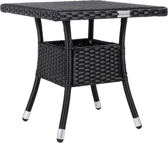 SAFAVIEH Outdoor Collection Edna Black/White Cushion 3-Piece Lounge Set with Table (PAT7719A)