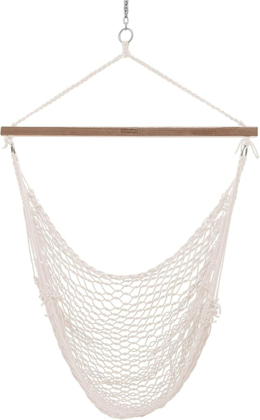 Nags Head Hammocks Oatmeal DuraCord Rope Sling Shot Swing – 42 in. W x 65 in. H, 250 lb Capacity, Cumaru Spreader Bar, Indoor & Outdoor Use, Free Hanging Hardware, Handcrafted in The USA