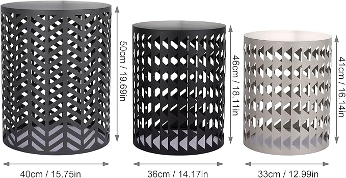 3 Set Small Patio Side Tables, 176Lbs, Round Outdoor Side Tables for Patio, Nesting Outdoor Table Set, Outside Metal End Tables, No Assembly Required
