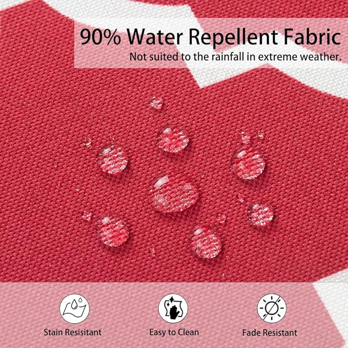 Magpie Fabrics Indoor Outdoor Patio Cushion Cover Replacement 2 Pack, Water Repellent Slipcover with Ties Decor for Garden Chair Seat Sofa Bench Wicker(Geometry Red, 22x20x4 Inch)