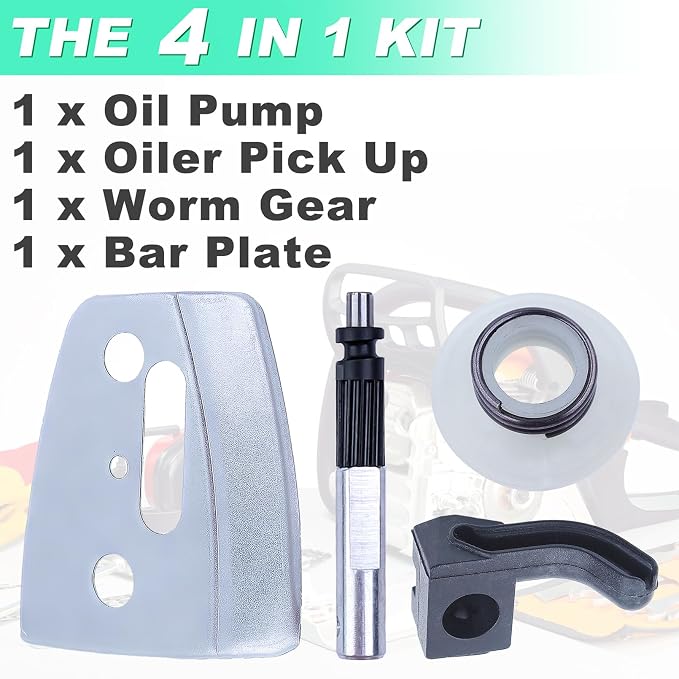 Adefol Oil Pump Piston Oiler Pickup Worm Gear Kit for HUSQVARNA 340 350 345 346 Chainsaw