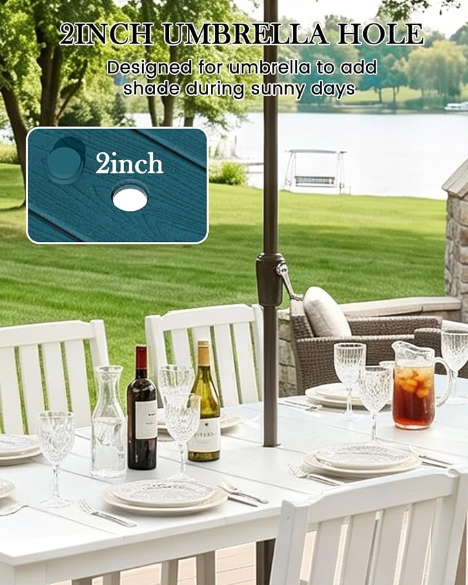 LOUNZY 5 Piece Outdoor Dining Table Set, Patio Furniture for 4, White | 4 seat Outdoor dining set, weather resistant HDPE, UV and moisture resistant, built for long-term backyard
