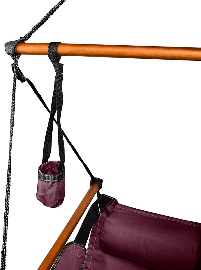 Hammaka Hanging Hammock Air Chair, Wooden Dowels, Burgundy
