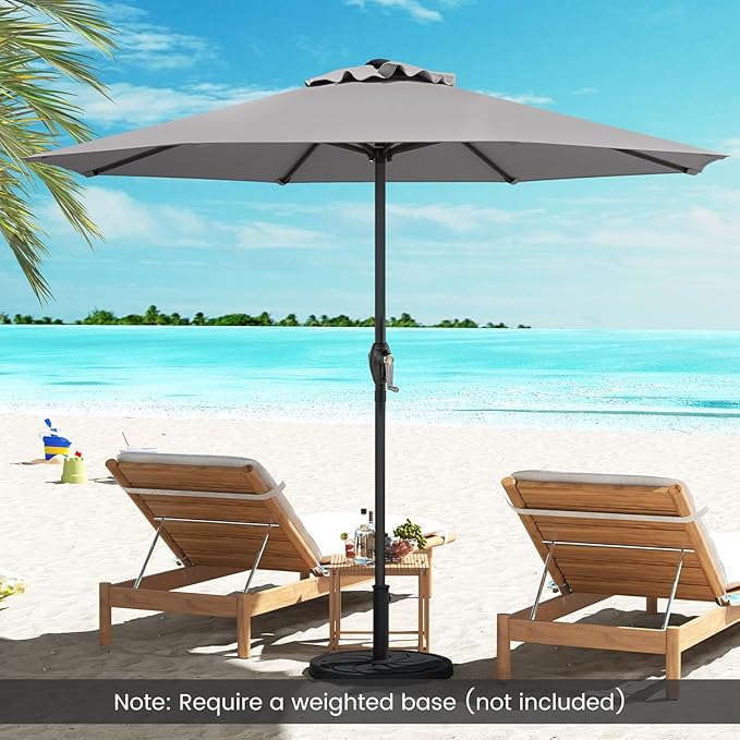 8.5 FT Patio Umbrella Outdoor Table Umbrella, Market Umbrella with Crank Handle, 8 Sturdy Ribs, Air Vent & Sun-Protective Canopy, Parasol for Garden, Backyard, Deck & Pool