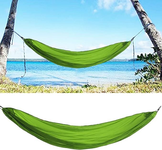 Camping Hammock, Portable Parachute Hammock,Single Lightweigtht Hammock Swing,with Storage Bag and Snap Hook for Outdoor Activities (Grass Green)