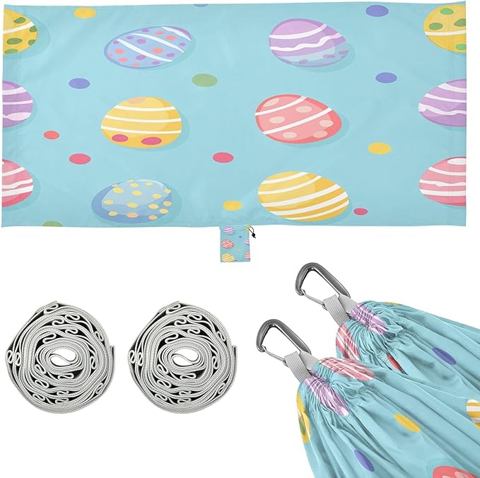 Hammocks for Outside Easter Colorful Eggs Camping Hammock Portable Hammocks with Tree Straps and Carry Bag Camping Accessories for Hiking Beach Outdoor