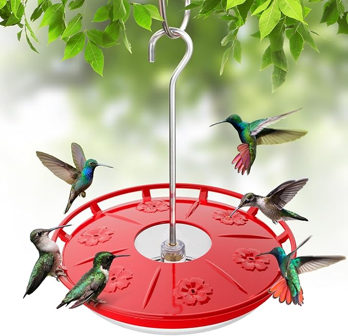 Kingsyard Saucer Hummingbird Feeders for Outdoors Hanging, 16 OZ 6 Bee Proof Feeding Ports Leak-Proof Humming Nectar Bird Feeder, Ant Moat Easy Clean, Jelly Oriole Feeders, Garden Décor Gifts