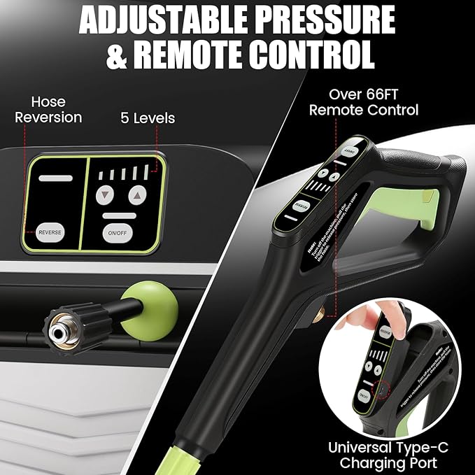 Wall Mounted Pressure Washer - Max 5500 PSI 3.6 GPM, 5 Levers Power Washer with 66FT Retractable Hose for Car/Driveway, Automatic Rewind, Any Length Lock, Black