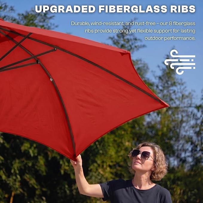7.5ft Patio Umbrella, Outdoor Table Market Umbrella with Smooth Crank Lift, 6 Windproof Fiberglass Ribs, UPF50+ UV Protection for Deck, Pool, Garden and Backyard