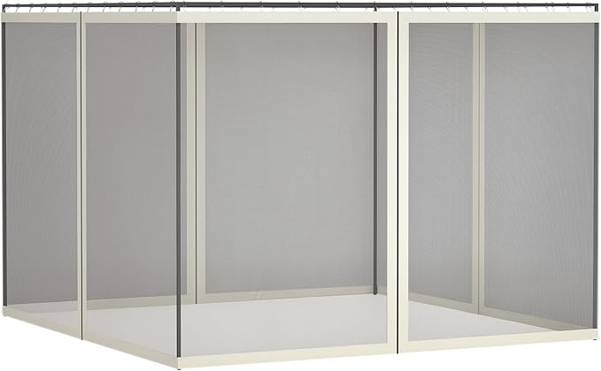 Outsunny 10' x 13' Universal Replacement Mesh Sidewall Netting for Patio Gazebos and Canopy Tents with Zippers, Sidewall Only, White