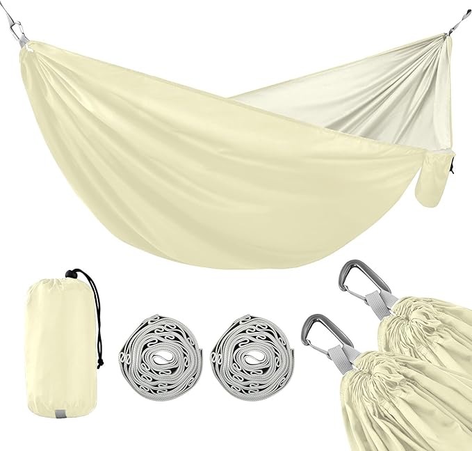 Lemon Chiffon Solid Color Pure Plain Yellow 330lb Capacity Hammocks with Hanging Rope Indoor Hammock for Outside Patio Garden capas para la Lluvia