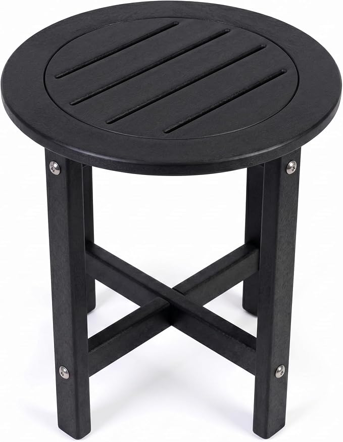 Black HDPE Outdoor Side Table, Square