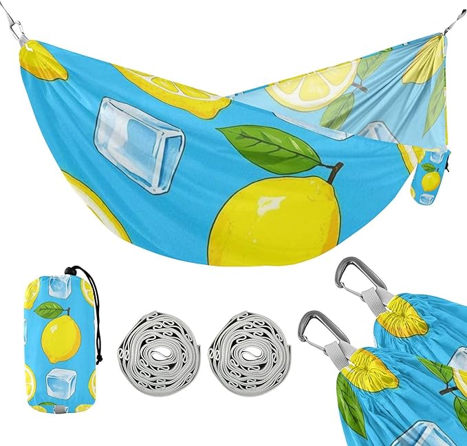 Summer Lemon Ice Block 330lb Capacity Outdoor Hammock with Hanging Rope Fabric Hammock for Outside Patio Backyard Poolside Base para hamacas para adultos