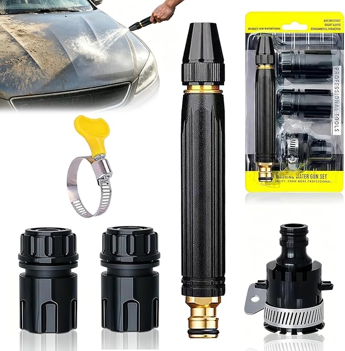 Car Washing Water Gun Set, 2026 Upgraded High Pressure Hose Nozzle, Powerful High-Pressure Water Gun for Car Cleaning, Home High Pressure Car Wash Water Gun, Plant and Vegetable Watering (1pcs)