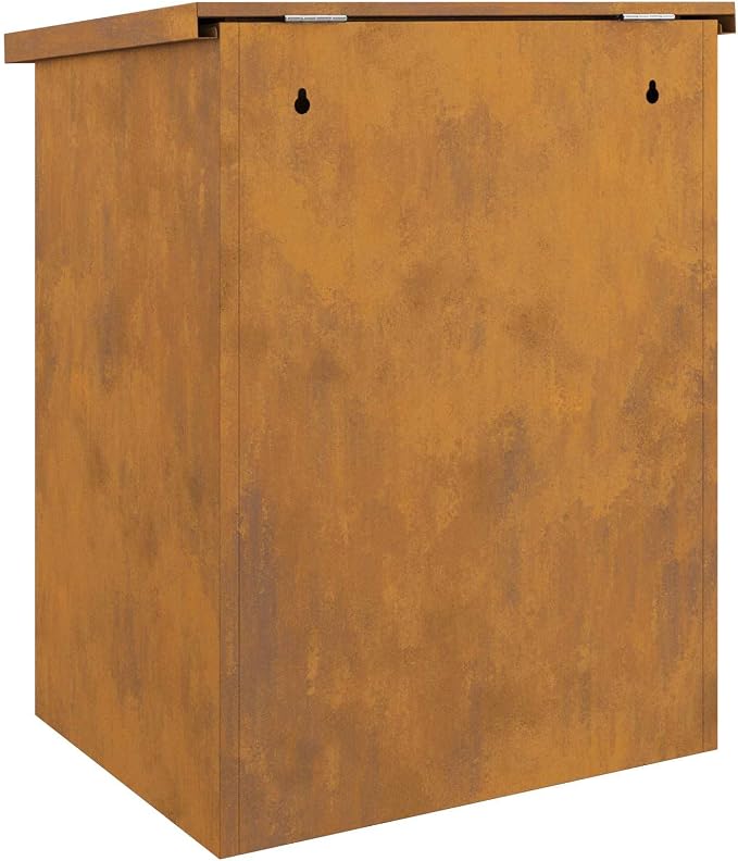 Weathering Steel Parcel Drop Box, Lockable Outdoor Delivery Mailbox for Porch, Large Secure Package Mail Drop Slot, 18.7 x 14.96 x 23.23 in, Rusty