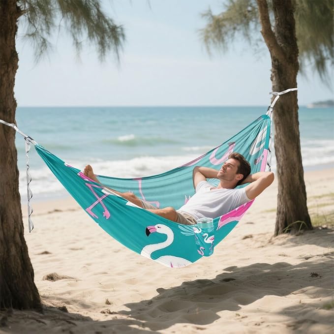 Elegant Animal Flamingo Peach Cyan 330lb Capacity Hammocks with Hanging Rope Cloth Hammock for Indoor Outdoor Patio soporte para hamacas para adultos