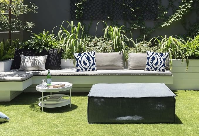 Pack of 2 Outdoor Waterproof Decorative Throw Pillow Covers for Patio Furniture, 18x18 Inch Square Fade Resistant Patio Garden Cushion Covers for Couch Bed Sofa, Paisley Navy