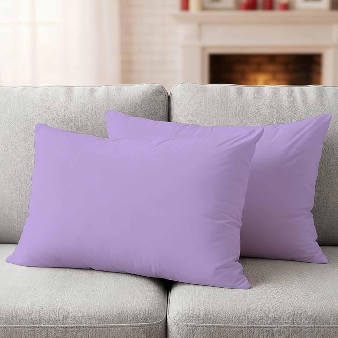 Minimalist Solid Color Outdoor Waterproof Throw Pillow Covers Set of 2, 20"x12", Pure Lavender Purple Simple Decorative Pillow Covers Outside Cushion Case for Patio Porch Garden