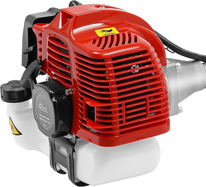 Brush Cutter, 2-Stroke 43CC 1.25 KW Gas Lawn Edger Single Cylinder Air Cooled Weed Wacker Multifunction Weed Eater Aluminum Alloy Gas Powered Weed Trimmer Garden Trimmer w/0.264 Gal Fuel Tank Capacity