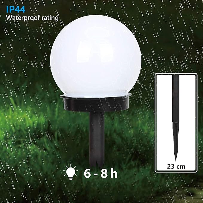 Otdair Solar Lights Outdoor, 8 Pack Solar LED Globe Powered Garden Light Waterproof for Yard Patio Walkway Landscape In-Ground Spike Pathway Cool White