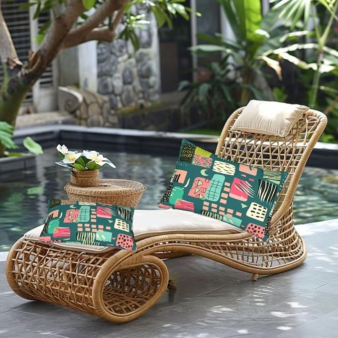 Outdoor Pillows Waterproof Set of 2 Outdoor Pillow Covers 16x24 Inch, Green Throw Pillows Cartoon Pillow Covers, Summer Garden Decorative Pillows Outdoor Pillows for Patio Furniture Home Decor -hs63