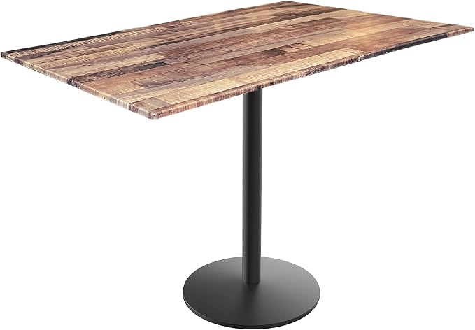 Holland Bar Stool Co. 36" Tall OD214 Indoor/Outdoor All-Season Black Wrinkle Table with 32" x 48" Rustic EuroSlim Top