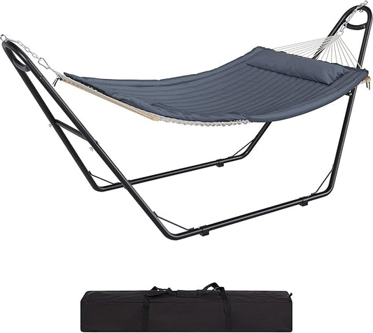 YITAHOME Hammock with Stand Heavy Duty Hammocks Waterproof, Portable Hammock with Pillow Storage Bags 450lbs for Backyards and Outdoor Relaxation, Gray Improved