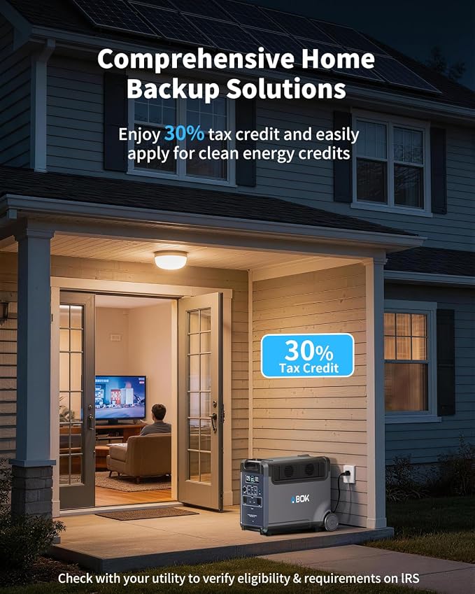 ABOK Ark3600 Portable Power Station with Extra Battery, 7680Wh LiFePO4 Battery(2 × 3840Wh), 2000W Max Solar Input, 3600W Solar Generator for Home Backup, Camping, RV, Father's Gift
