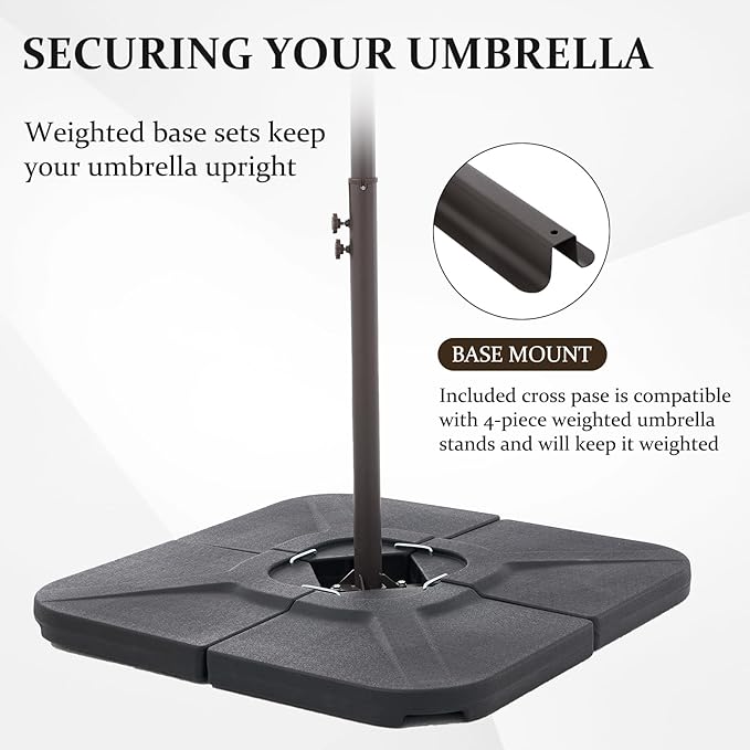 10FT Patio Umbrella, Outdoor Offset Cantilever Umbrella with Sturdy 8 Ribs and Reinforced Base, Easy Tilt Adjustment for Backyard Pool Garden,Light Gray
