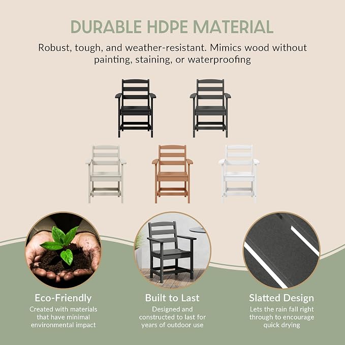 WestinTrends Ashore Outdoor HDPE Patio Classic Dining Arm Chair, Gray