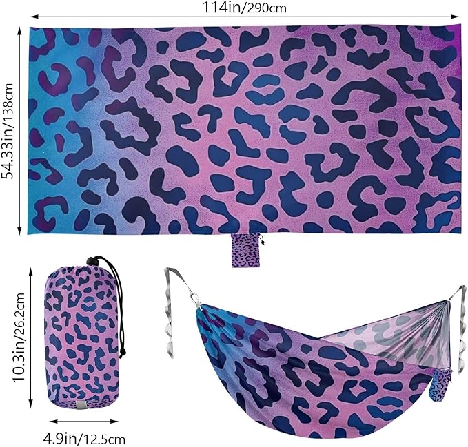 Leopard Print Pattern 330lb Capacity Outdoor Hammocks with Portabl Carry Bag Hanging Hammock for Patio Backyard Lounge Base hamaca para adultos