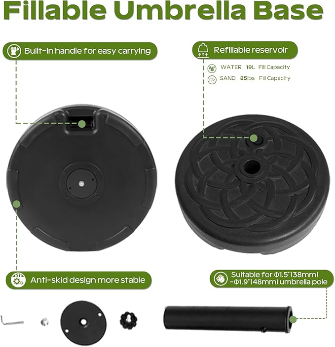 15ft Umbrella Outdoor Patio - Double-Sided Large Market Rectangle Umbrellas with Crank Handle for Patio Garden Yard Pool (No Base)