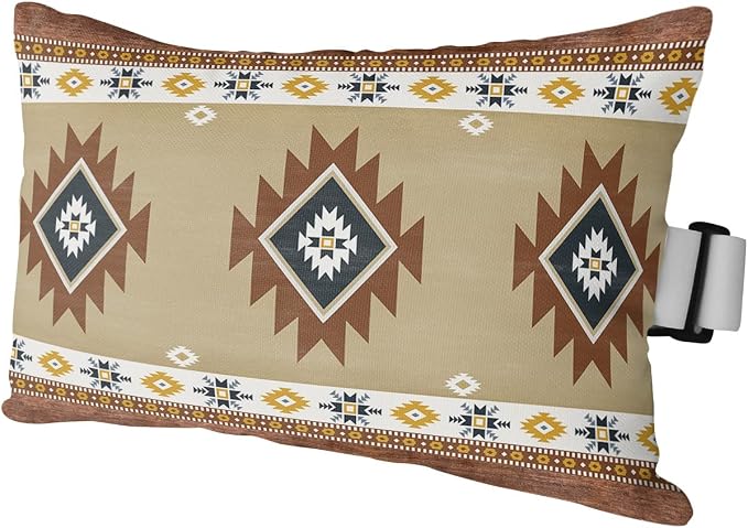 Outdoor Pillows Covers with Inserts Southwest Geometric Bohemian Tribal Style Khaki Waterproof Pillow with Adjustable Strap Throw Pillows for Patio Furniture Recliner Lounge Chair, 11x16 inch, 1PCS