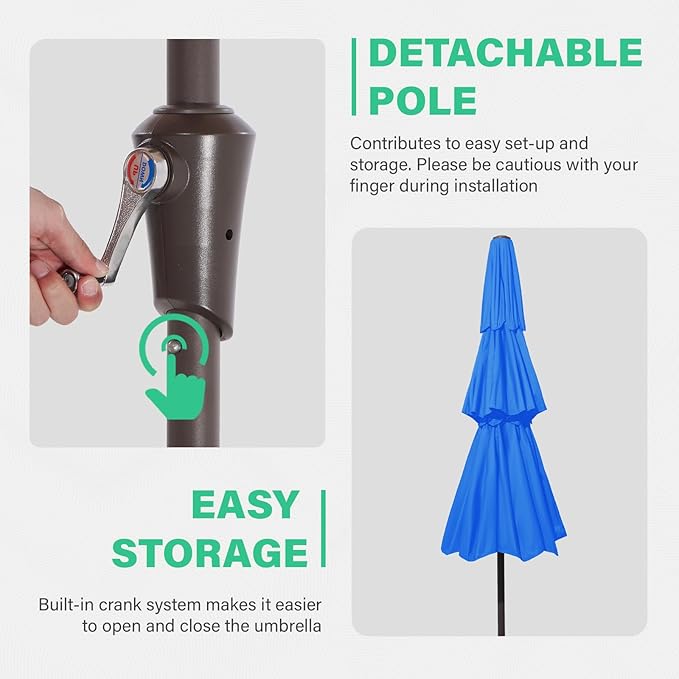 JEAREY 3 Tiers 9 FT Patio Umbrellas Outdoor Table Umbrella with Push Button Market Umbrella 8 Sturdy Ribs UV Protection Waterproof for Garden,Royal Blue